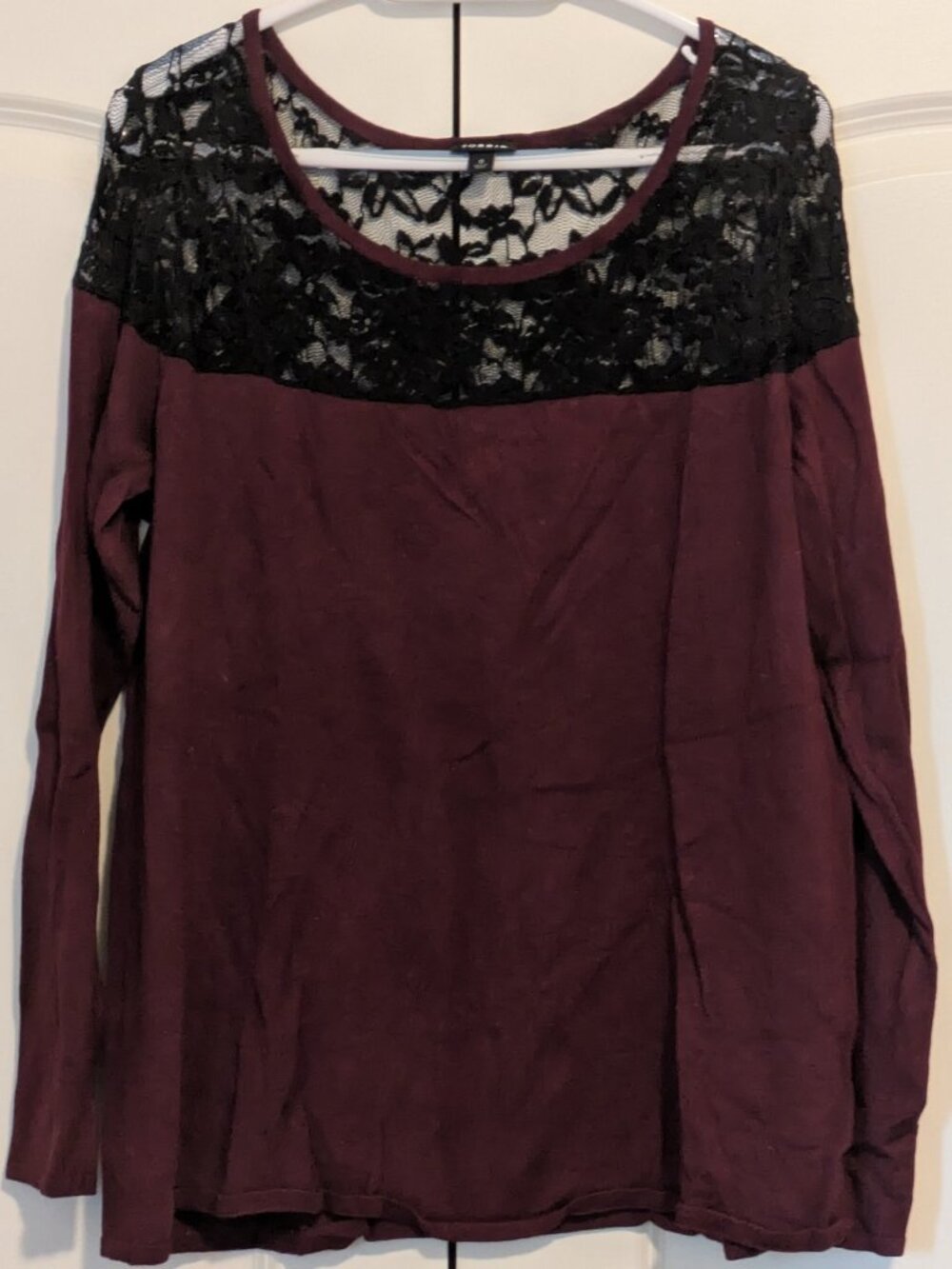 Maroon Torrid Sweater with Black Lace, Size 0X